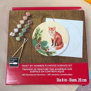 Artist’s Loft Paint-by-Number Plywood Surface Kit Red Fox Design includes paint